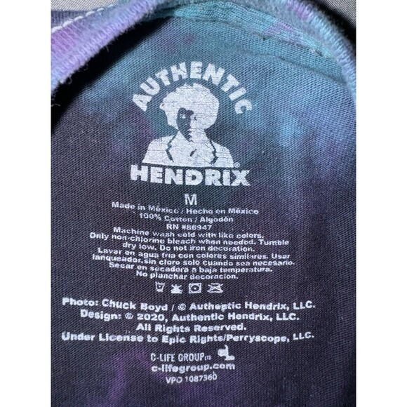 Men’s Authentic Jimi Hendrix Graphic Print Purple Haze Music Tie Dye Shirt Sz M - Picture 4 of 8